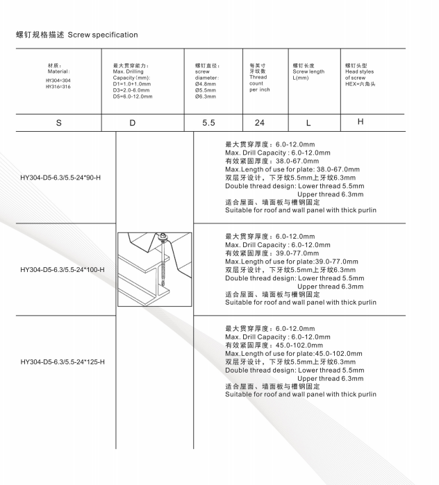 厚檀條固定螺釘
